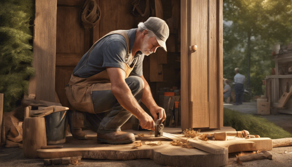 découvrez l'art fascinant de la charpenterie à travers le savoir-faire d'un charpentier talentueux, qui transforme un arbre brut en une œuvre d'art devant sa porte. apprenez comment il allie technique et créativité pour donner vie à ses projets.