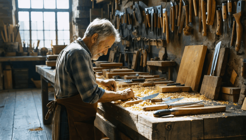 découvrez l'artisanat d'exception à concarneau : des couteaux au design unique, façonnés avec amour à partir de bois récupéré de la charpente de notre-dame de paris. alliez tradition et innovation dans chaque pièce.