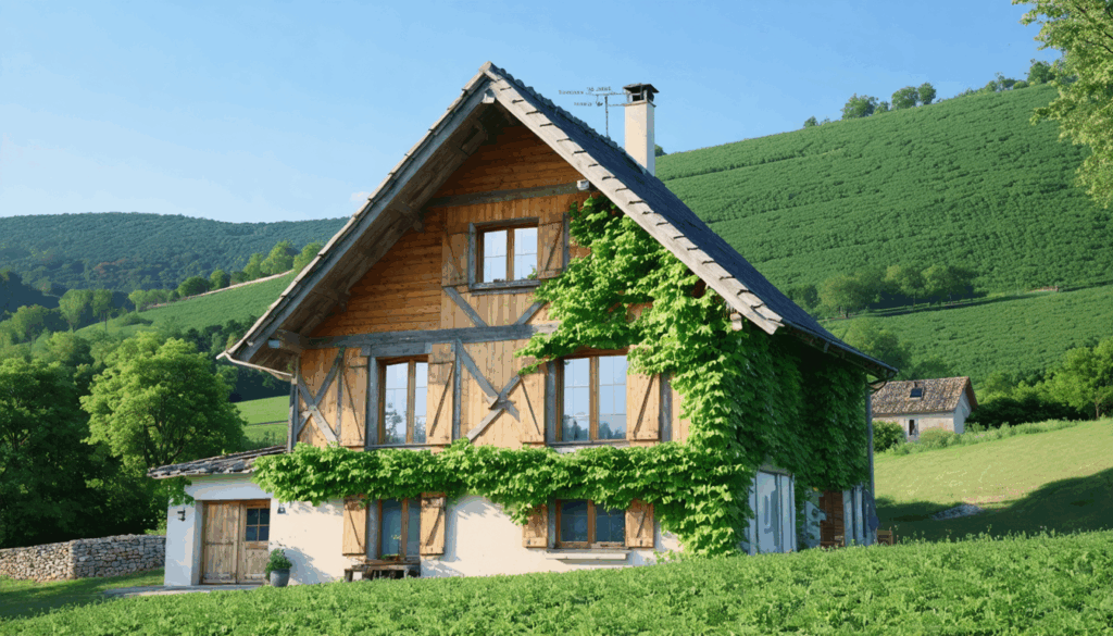 découvrez la maison de pays de clelles en trièves, un exemple d'architecture moderne avec son élégante ossature en bois, alliant tradition et modernité pour offrir un espace chaleureux et accueillant au cœur de la nature.