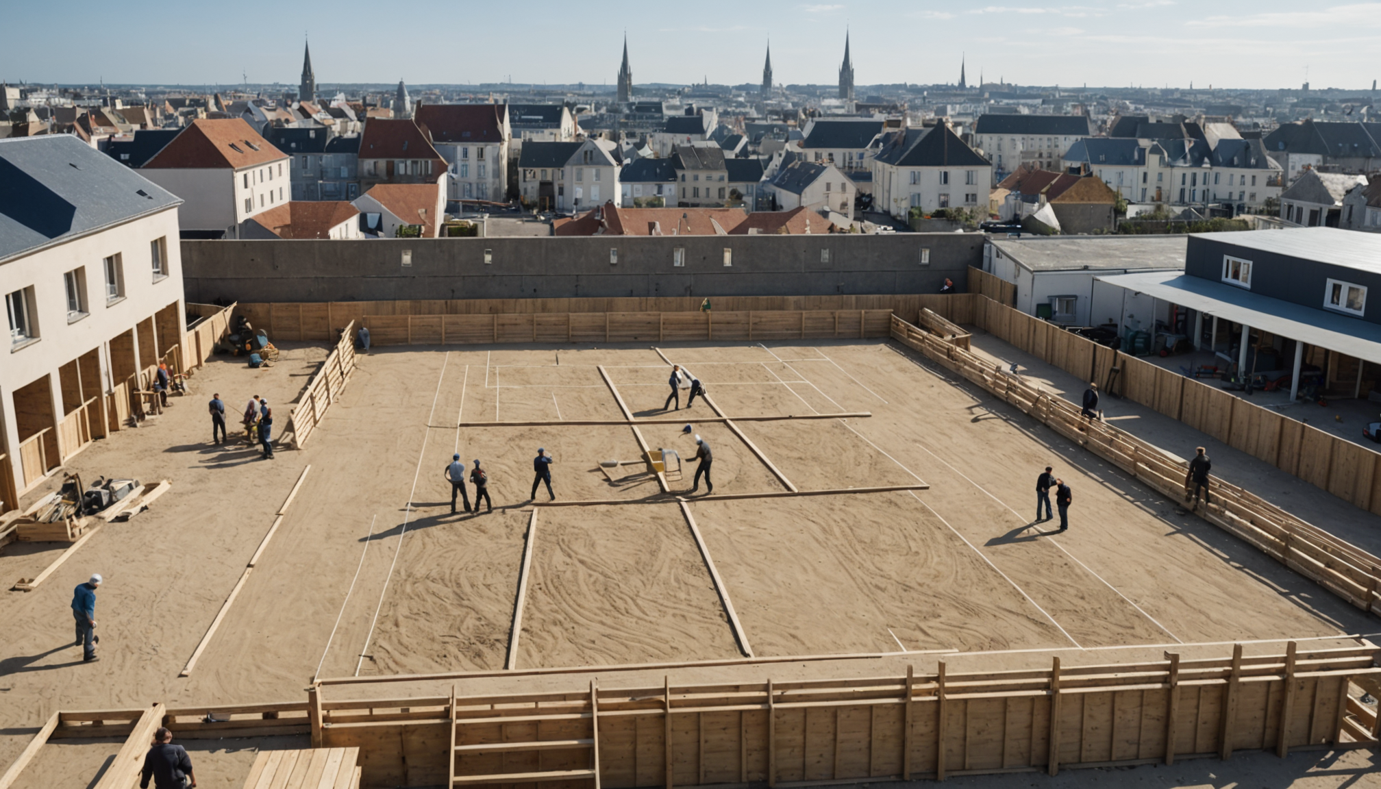 découvrez le nouveau boulodrome en bois qui prend vie à saint-nazaire. un espace convivial dédié aux passionnés de pétanque, alliant nature et loisirs, pour des moments de détente en famille ou entre amis.