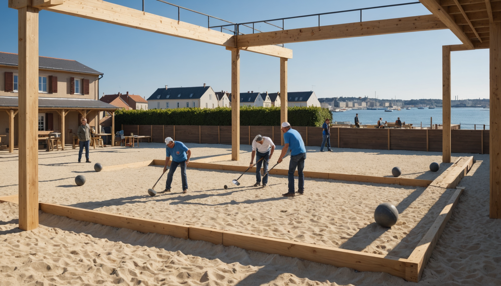 découvrez la transformation d'un nouvel espace de détente à saint-nazaire avec la construction d'un boulodrome en bois, alliant tradition et modernité. profitez d'une expérience unique en plein air pour jouer aux boules tout en entouré de verdure.