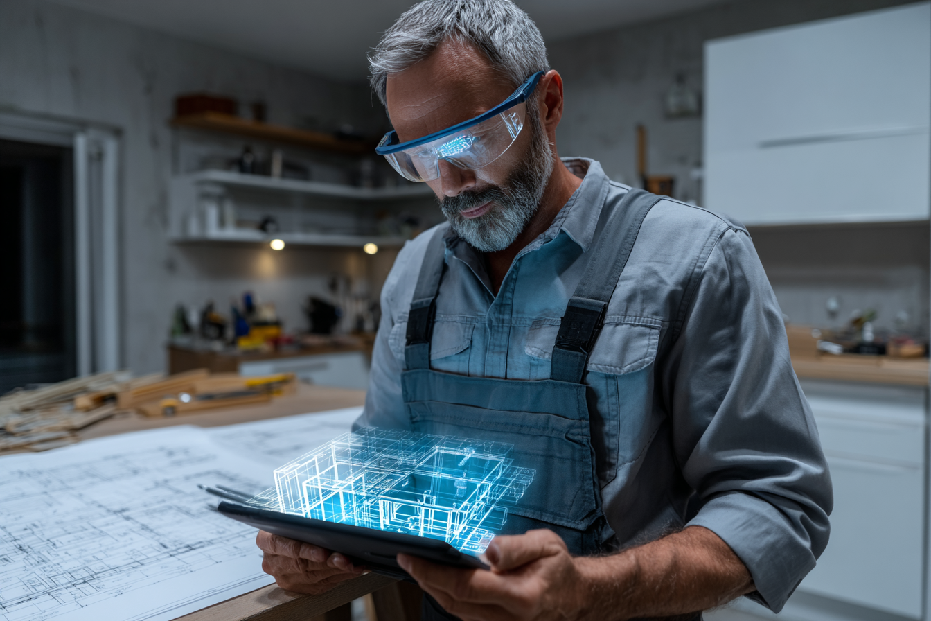 Métiers après un CAP menuisier : un professionnel utilisant la technologie numérique pour la menuiserie moderne.