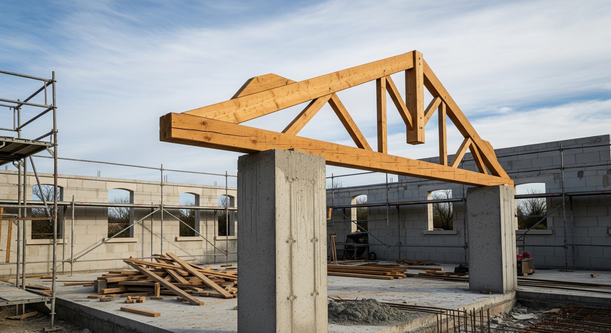 Fixer une charpente bois sur un pilier béton