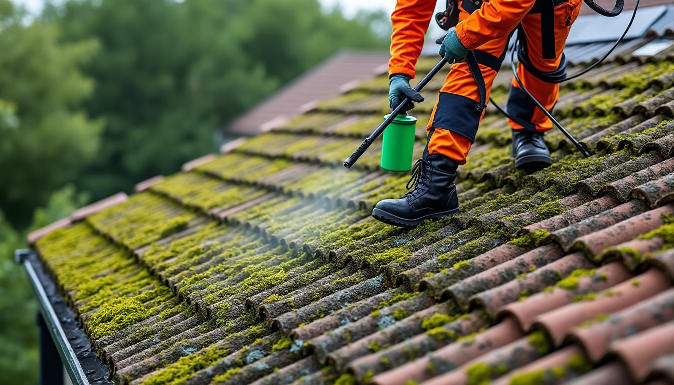 nettoyage de toiture à poissy : découvrez comment lutter efficacement contre les mousses qui prolifèrent en bord de seine et protégez durablement votre toit.