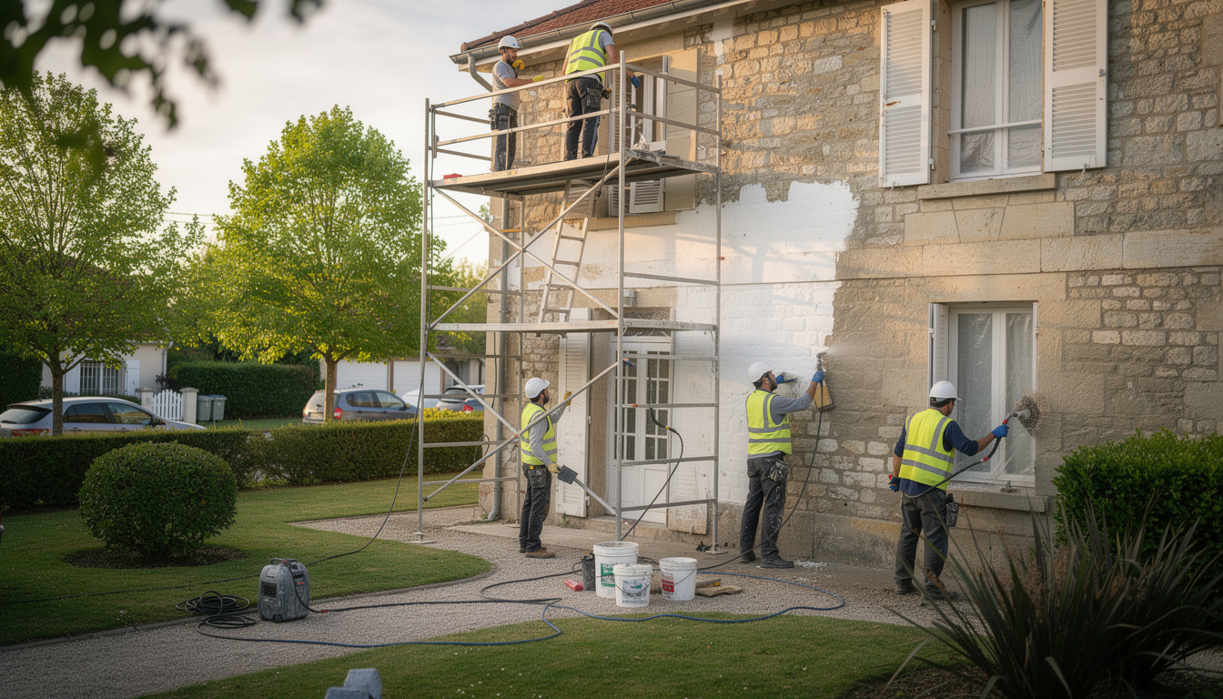 découvrez nos services de ravalement de façade à soisy-sur-seine, où le cadre verdoyant sublime le soin apporté à votre maison pour un résultat visible et durable.