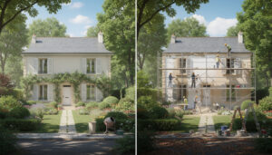 découvrez le ravalement de façade à soisy-sur-seine, où le soin apporté à votre maison dans un cadre verdoyant se distingue par son élégance et sa qualité.