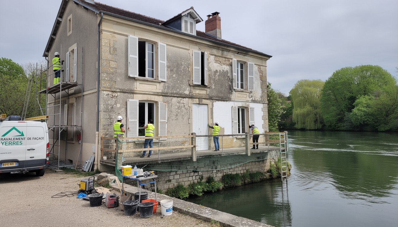 découvrez nos solutions de ravalement de façade à yerres, où l'humidité en bord de rivière nécessite des traitements réguliers pour protéger et embellir votre maison.