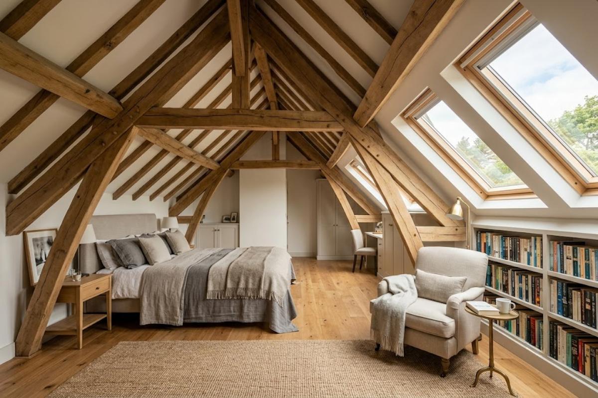 Tout savoir sur l'aménagement de combles sous charpente fermette
