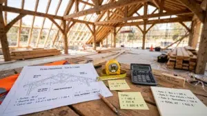 calculatrice et autres équipement pour le calcul de la charpente en bois
