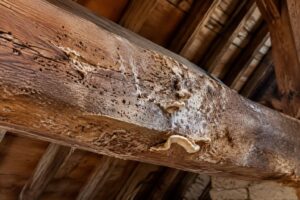 apprenez à reconnaître les insectes et champignons qui attaquent les charpentes grâce aux signes révélateurs et aux dégâts qu’ils provoquent.